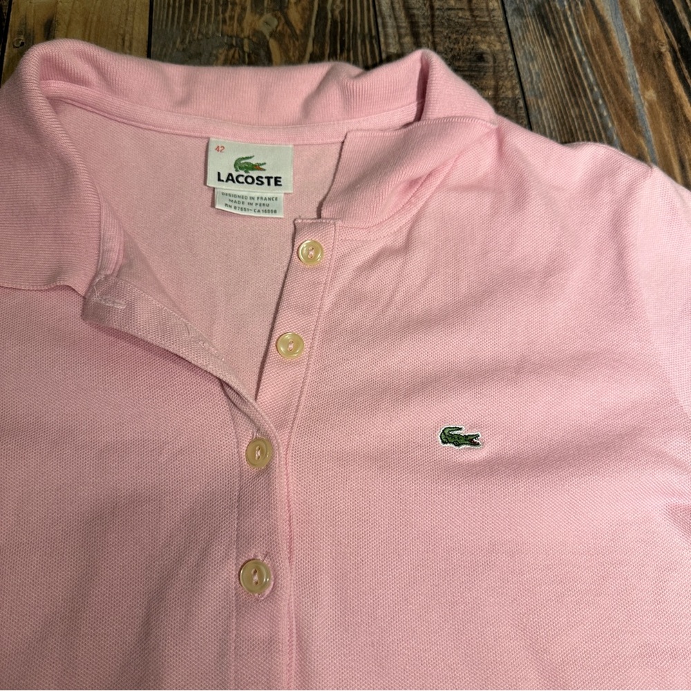 Pink Lacoste Polo Size 42 - Picture 3 of 4